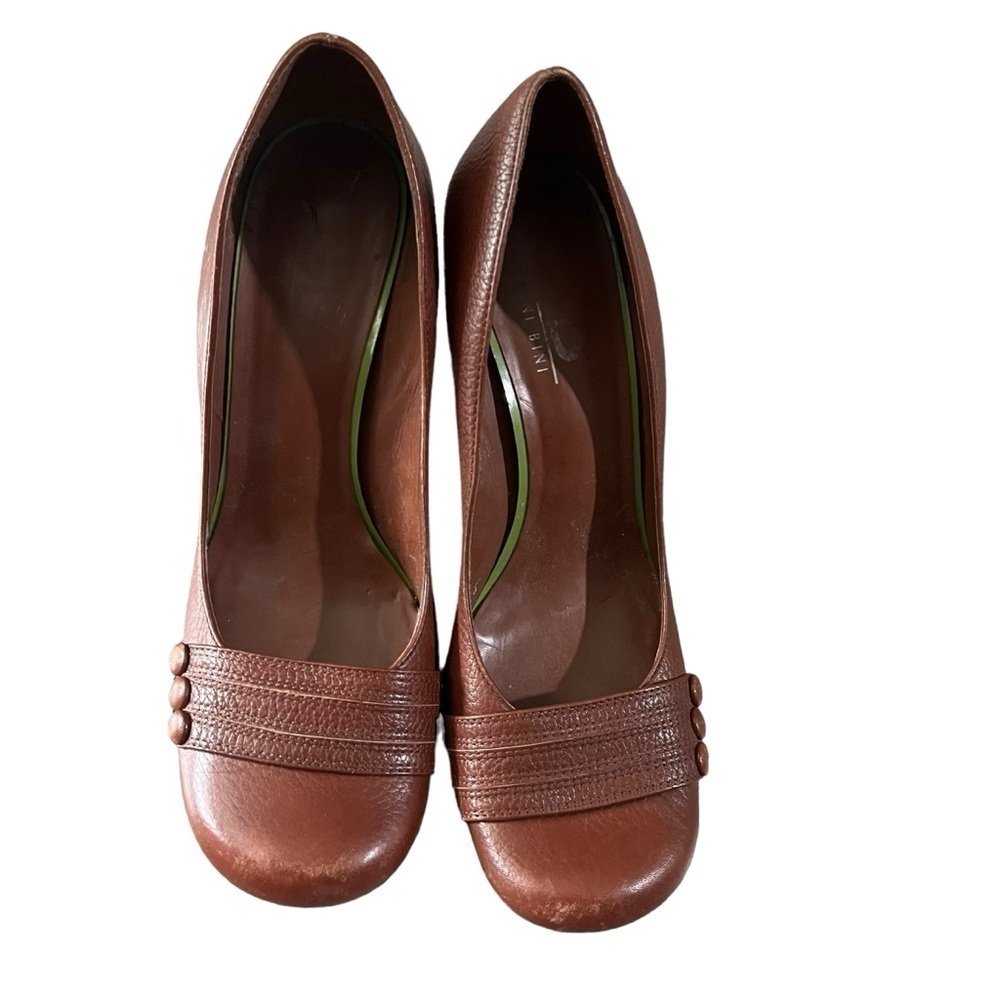 Gianni Bini Vintage Court Brown Leather Low Dress Heels Sz 7.5 - Picture 4 of 9